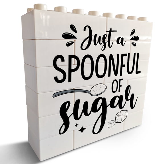 Desk Sign 4.7x5 Inch Funny Coffee Table Decor Just A Spoonful Of Sugar Decorative Plaque Sign Coffee Lover Gift Decorations For Cafe Coffee Bar Signs Decor Coffee Table Decor Coffee Station Decoration