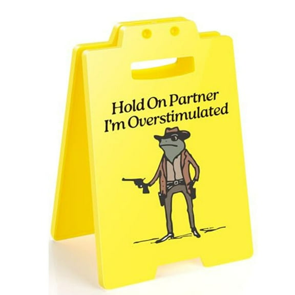 Desk Sign Hold On Im Overstimulated Plastic Funny Office Sign For Work And Home