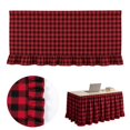 thumbnail image 1 of Desk Skirt,Wine Gingham Wrap Around Ruffled Table Skirts,Reusable Draped Table Cover with Ruffle,72x29.9 Inch Soft Fabric Rustic Tablecloth,Tablecloths for Kitchen,Dining Room Party,Counter Decor, 1 of 4