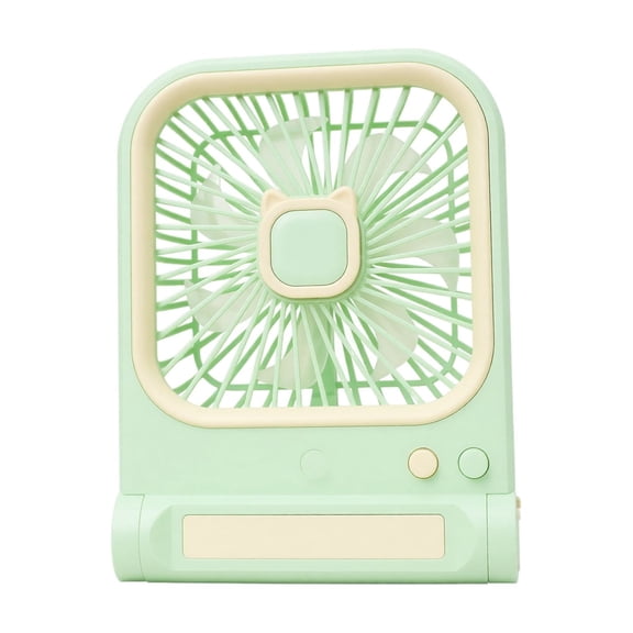 Desk Small Fan, 3 Speed Rechargeable USB Green Cat Ear Square Fan, 1 Pack Portable Wall Mountable Fan, For Desktop Office Bedroom Outdoor Camping Travel