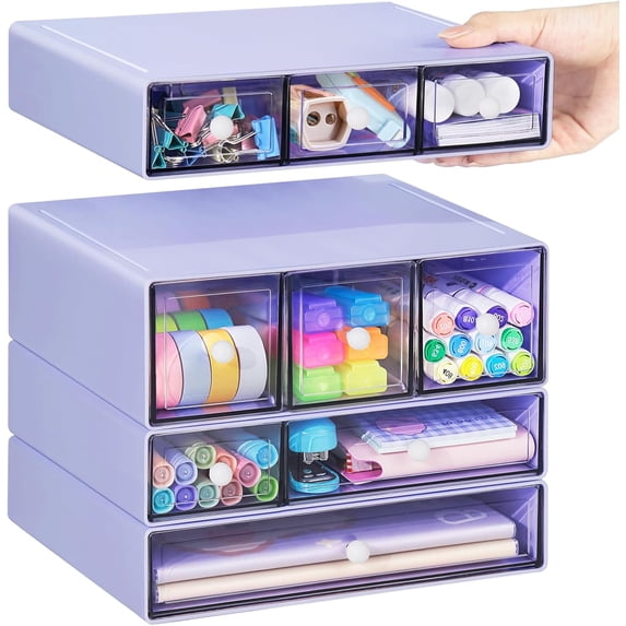 Desk Storage Organizer with 9 Drawers, 4 Tiers Stackable Desktop Craft ...