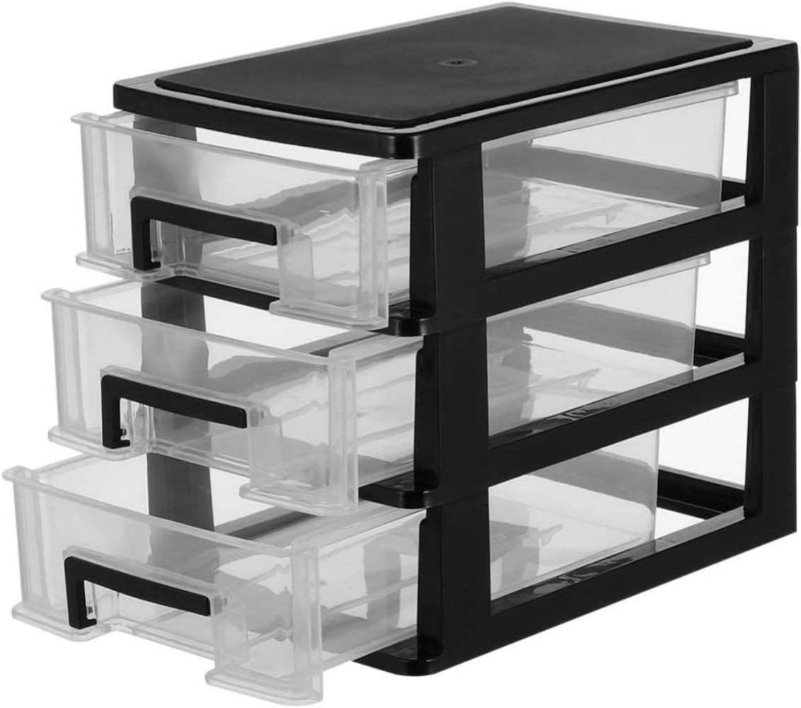 Dingrich 3Drawer Desktop Organizer, Transparent Storage Box for Makeup
