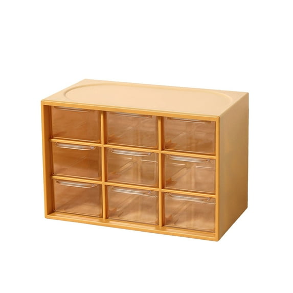 Desk Storage Organizer with 9 Mini Drawers, Clear Desktop Craft Drawer Cabinet, Stackable Storage Box Caddy for Makeup Jewelry Office Craft Supplies