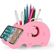 Desk Supplies Organiser, Mokani Cute Elephant Pencil Holder Multifunctional Office Accessories Desk Decoration, Pink