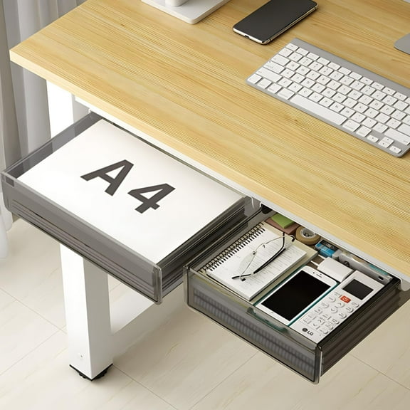 Under Desk Table Drawer Storage Organizer,2 Pack Large & Medium Slide Out Desk Drawers - Hidden Desktop Organizer,Attachable Pencil Storage Tray Under Table(ML)
