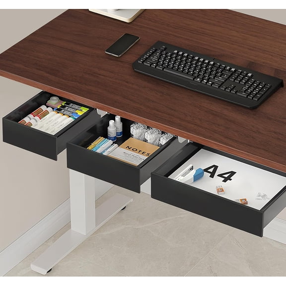Under Desk Table Drawer Storage Organizer,3 Pack Large & Medium & Small Slide Out Desk Drawers - Hidden Desktop Organizer,Adhesive Storage Pencil Tray Under Table(BLACK/LMS)