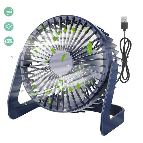 Desk Table Fans, 5 Inch Mini USB Fan, Personal Portable Desktop Cooling Fan, Strong Wind Quiet Small Desk Fan for Outdoor Hiking Travel Home Office, Blue