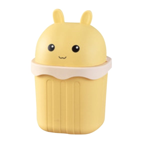 Desk Trash Can with Lid, Cute Desktop Garbage Container Small Waste Basket for Bedroom Coffee Table, Multi-Functional Tiny Trash Holder for Home Office Use, 1* Desktop Trash Can