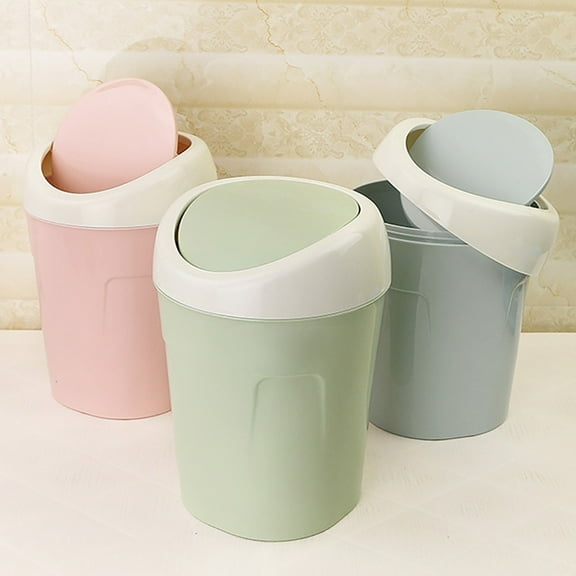 Desk Trash Can with Lid Trash Can Bedroom Desktop Garbage Can Mini Mini Trash Can for Room Mini Trash Can with Lid Green