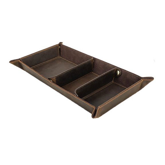 Desk Tray Coffee Brown 40 x 22 x 4.5 cm Catchall Storage Tray for Phone Watch Cards and Daily Essentia