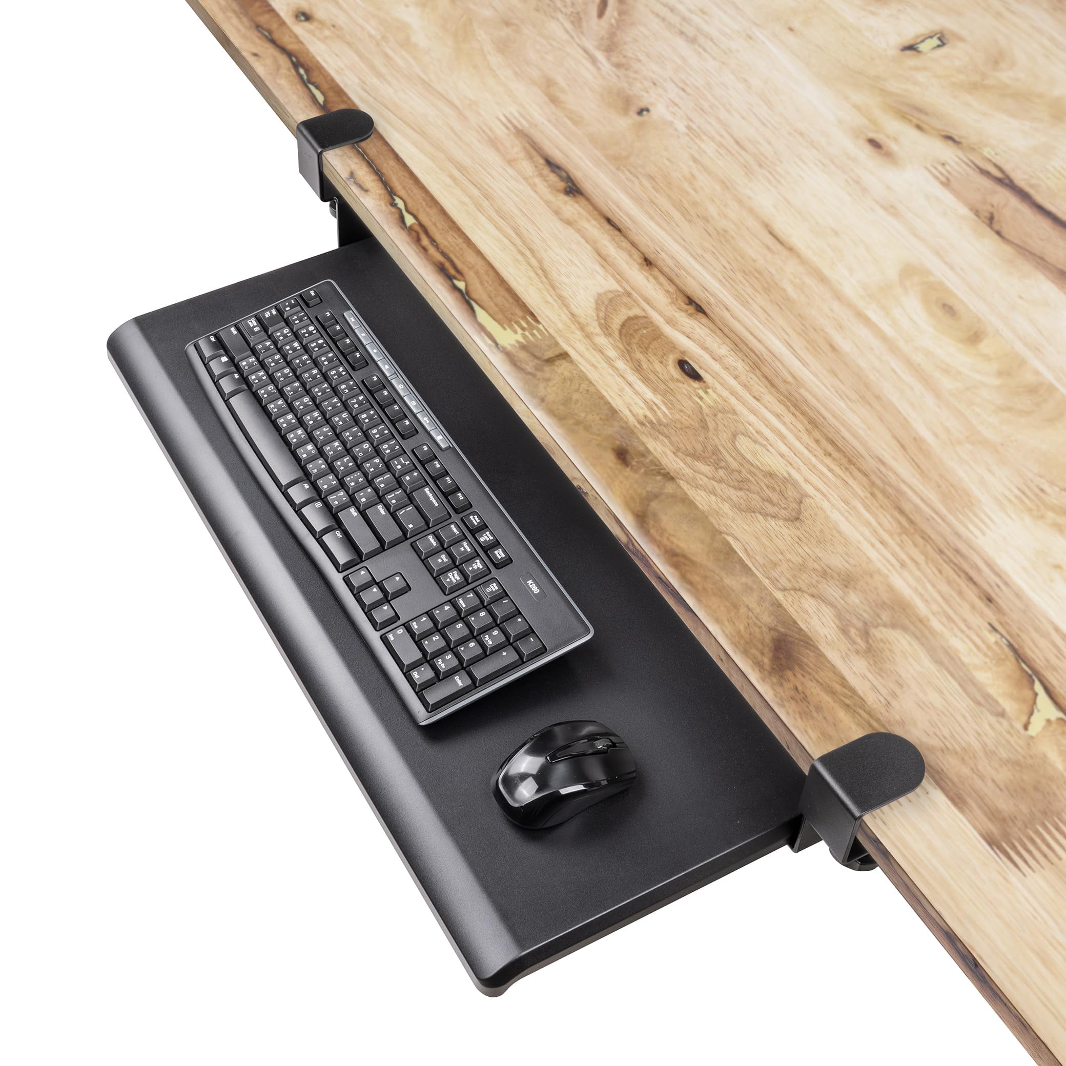 Under Desk Tray  Large 27.5" X 12.2" Slide-out Clamp-on Drawer With Steel C-clamps Platform Fits Full-size And Mouse Tool-free Installation Taa-compliant