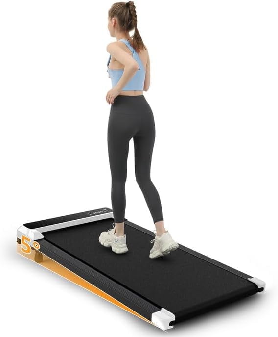 Under Desk Treadmill - 2 in 1 Walking Pad Treadmill of Compact Space, 2.5HP Quiet Desk Treadmill with Remote Control, LED Display, Portable Treadmill for Home Office,White