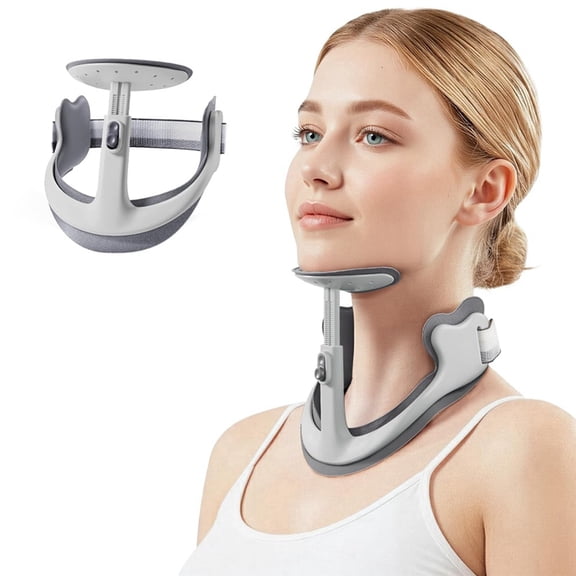 Desk-Use Posture Corrector for Neck & Cervical Alignment - 360 Adjustable Collar with 28 Levels, Memory Foam Support