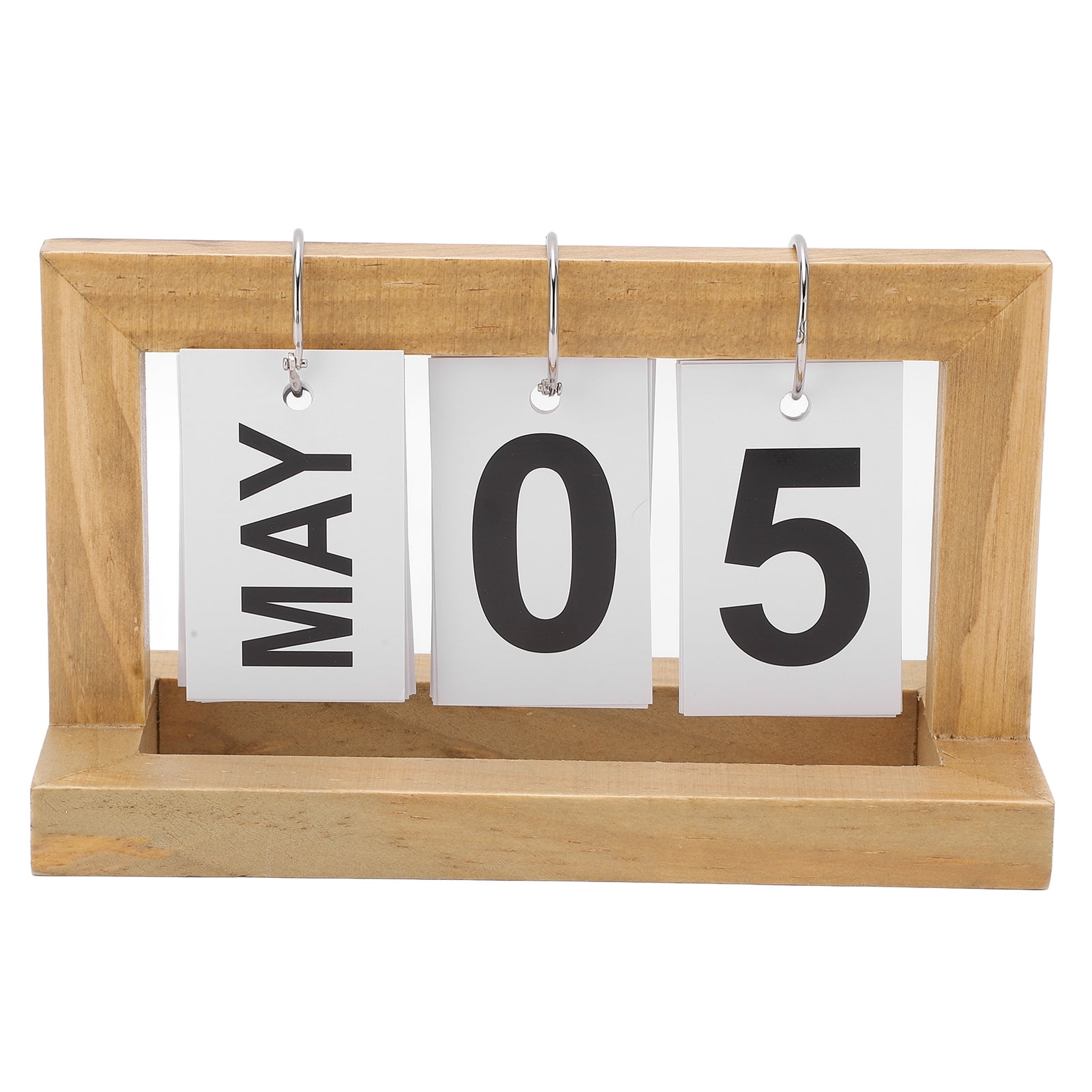 Desk Wood Calendar, Month Date Display Wooden Flip Desk Blocks Calendar