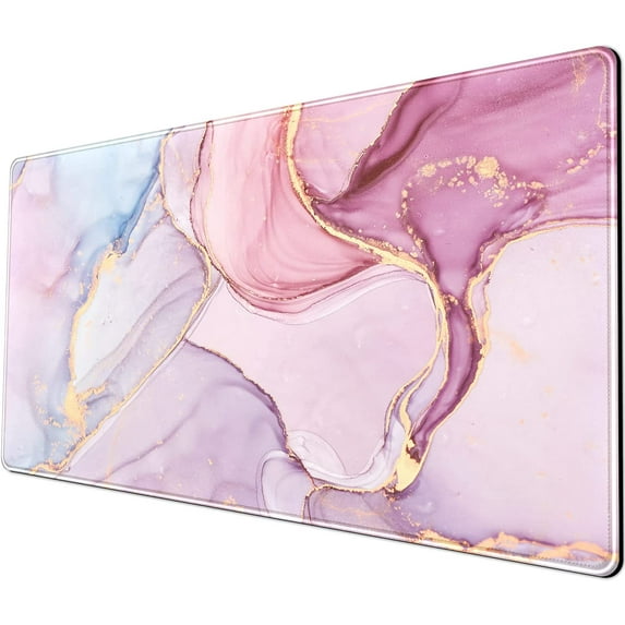 Desk mat XXL Mouse pad, Pink Rose Gold Marble Office Supplies and Accessories Decor Office for Women 31.5X15.75in,Stitched Edges Smooth Surface and Non-Slip Rubber Bottom,Large Mouse pad for Desk …