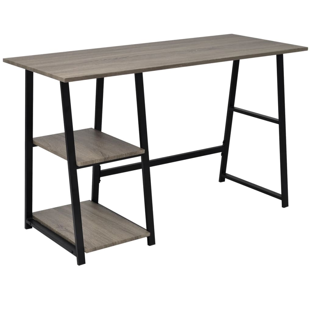 Desk with 2 shelves grey and oak