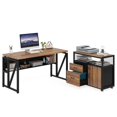 Desk with Chest of Drawers, LShaped Executive Computer Desk and