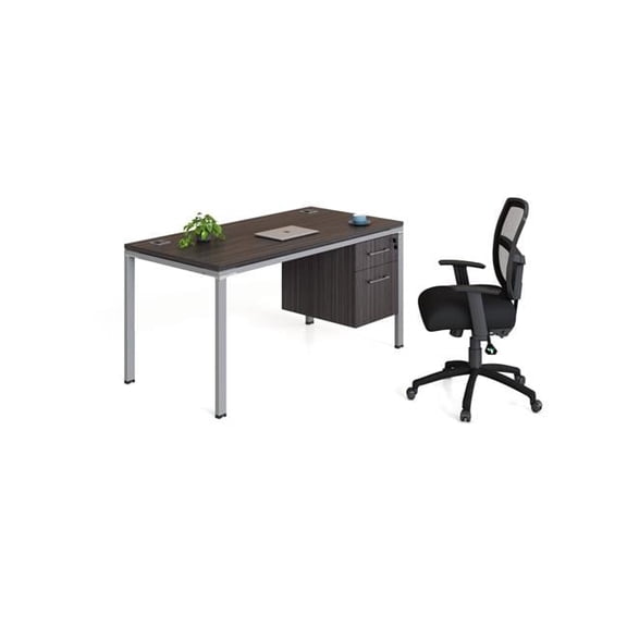 Desk with Pedestal - Driftwood - 30in. x 66in. - Durable & Stylish Design