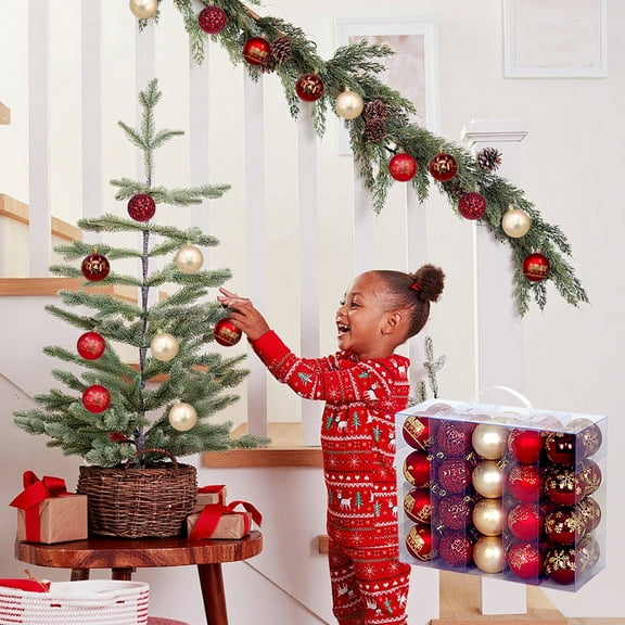 DeskAKBK 40-Pack Dark Red Christmas Ball Ornaments 2.36 Inch, Electroplated Plastic Tree Decorations for Holiday Home Party Festive Decor