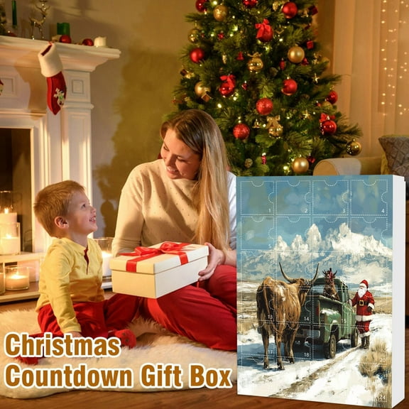 DeskAKBK Christmas Bull Advent Calendar Set with 24 Hanging Ornaments, 2025 Farm Animal Themed Countdown Calendar with Acrylic Pendants, Holiday Decoration for Home and Tree