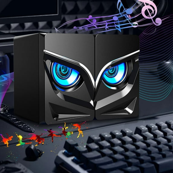 DeskAKBK Computer Speakers 2.0 USB Powered Gaming Speakers With RGB LED Light 3.5mm Aux Input Stereo Mini Multimedia Speaker For PC Desktop Laptop Cellphone Monitor,Mother's Day Present