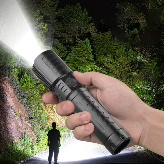 DeskAKBK Outdoor Multifunctional Flashlight Set LED Aluminum Alloy Strong Light Rotating Zoom Household Rescued Detachable Escape Hammer,Home Supplies