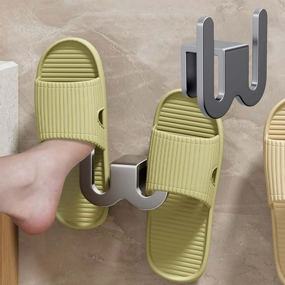 Savings Slippers Organizer Wall Hanging Without Drilling, Self Adhesive Shoe Rack For Door Closet Bathroom Kitchen,Home Decor