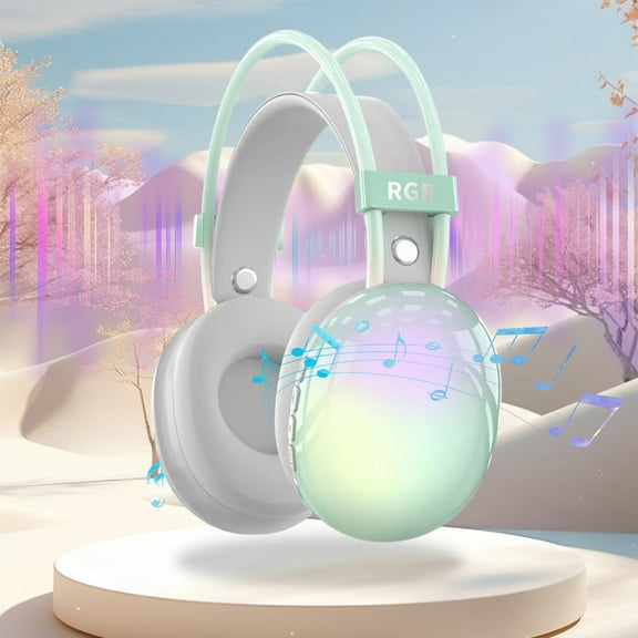 DeskAKBK Wireless Lightweight Headset With Microphone For PC RGB Lights Surround Sound For Gaming,Mother's Day Gifts for Girlfriend