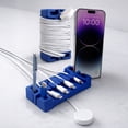 thumbnail image 1 of DeskBrick 2PK Silicone + Steel-Weighted Cord Holders for Desks. Weighted Cord Organizers & Cable Management for Desktops. Useful Phone Accessories & Cable Holders for Offices. No Adhesive. Blue, 1 of 7