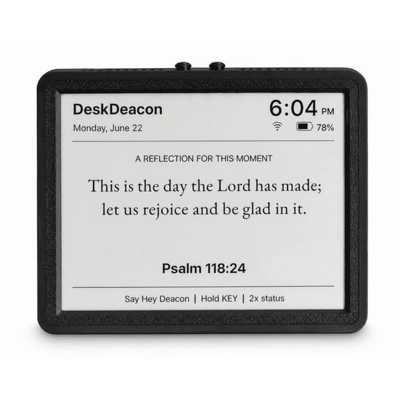 Desk Deacon™ – Christian Desk Robot Companion for Daily Scripture, Personalized Prayer, Christian Music & Bible Study | Smart Speaker | Voice-Activated Dedicated Faith Device | Wi-Fi Enabled