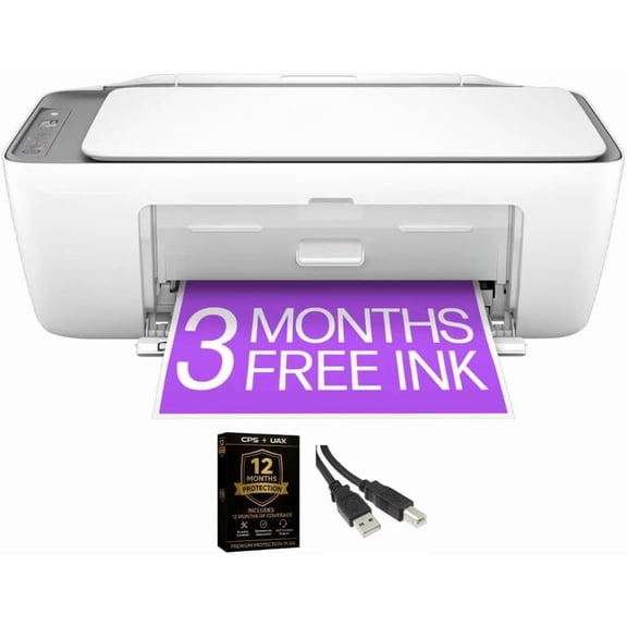 DeskJet 2855e Wireless All-in-One Printer Bundle with 1-Year Warranty and USB Cable