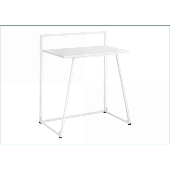 Desks, 30 Contemporary Modern Computer Desk, White Laminate Top, White Metal Base | White | MDF