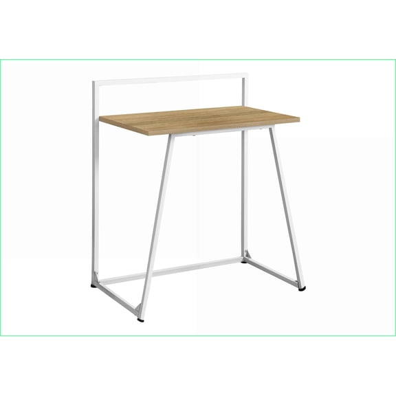 Desks, 30'' L Contemporary Computer Desk Natural Laminate Top White Metal Base | Natural | MDF