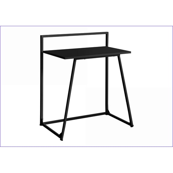 Desks, 30"L Contemporary Modern Home Office Computer Desk - Black Laminate Top & Black Metal Base | Black | MDF