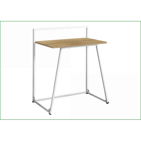 Desks, 30L Modern Home Office Computer Desk, Natural Laminate White Metal | Natural | MDF