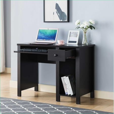 Desks for Home Office, 39”W Compact Writing Desk with Drawer, Keyboard Drawer & Shelf | Espresso | Particle Board+MDF