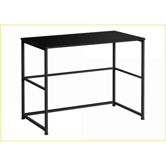 Desks, 40'' Home Office Computer Desk with Storage Drawers, Left/Right Set-up, Modern Industrial, Black Laminate & Metal | Black | Particle Board