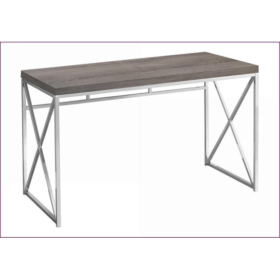 Desks, 47in Home Office Computer Desk, Modern Contemporary, Brown Taupe Laminate, Chrome Metal Base | Particle Board | Easy Maintenance