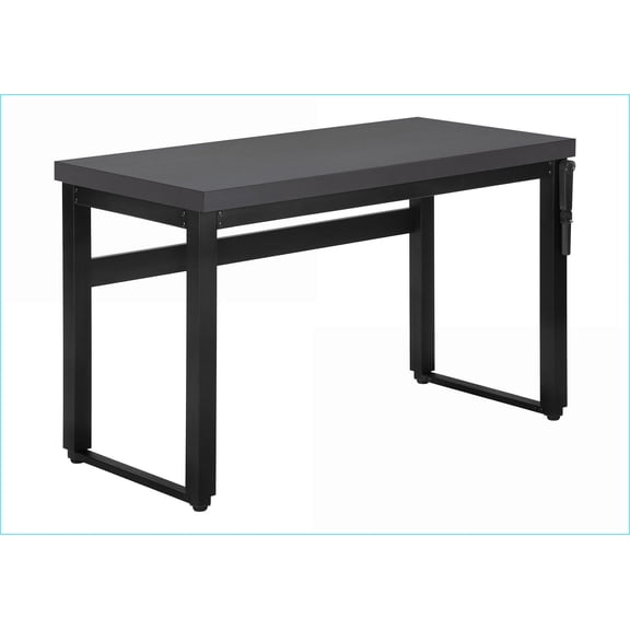 Desks, 48” Adjustable Standing Desk, Modern Grey Laminate Top Black Metal Frame | Grey | Particle Board