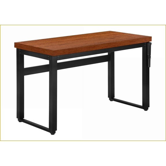 Desks, 48L Adjustable Standing Computer Desk, Modern Contemporary, Brown Laminate/Black Metal | Cherry | Particle Board