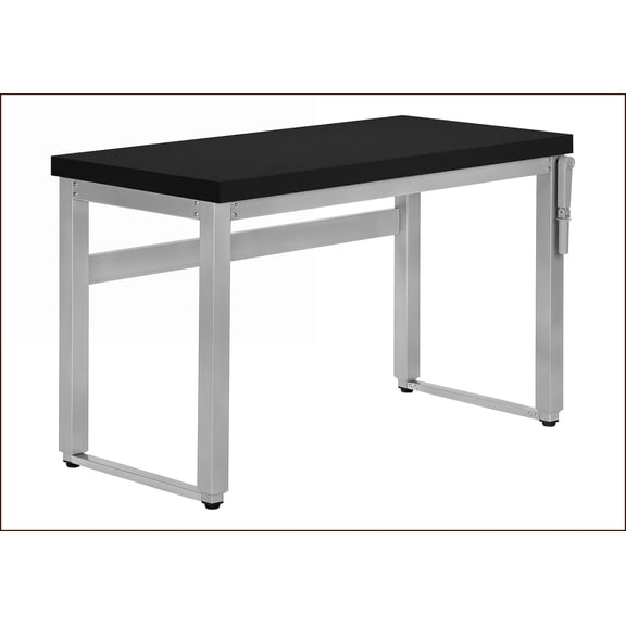 Desks | 48'' Adjustable Standing Home Office Desk, Modern, Black Laminate & Grey Metal | Black | Particle Board