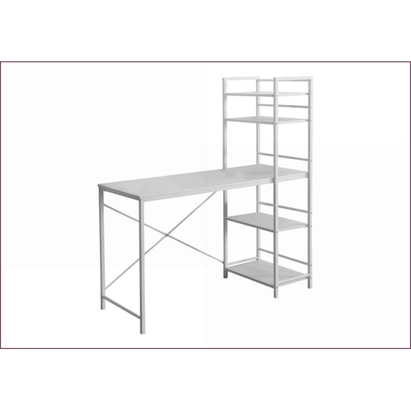 Desks, 48 L Modern Computer Desk with Storage Shelves, White Laminate | White | MDF