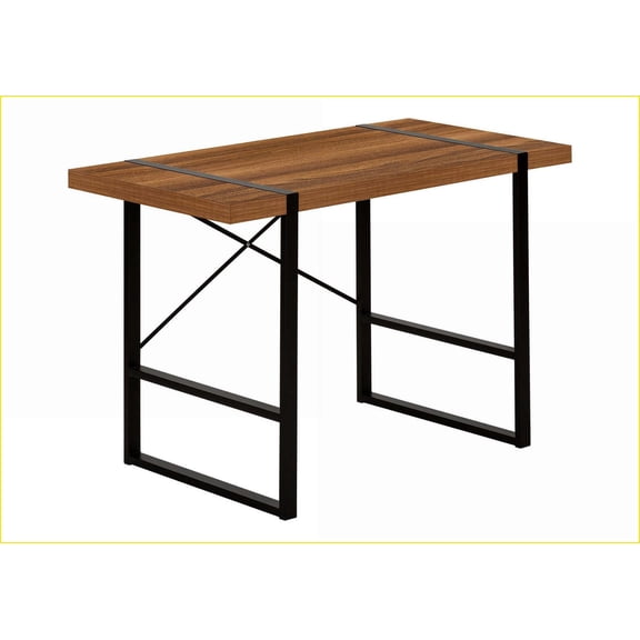 Desks, 48" Industrial Modern Computer Desk, Walnut Laminate Top, Black Metal Legs | Walnut | Particle Board