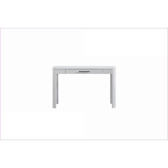 Desks | Casual Transitional Writing Desk with Reeded Front & Storage Drawer | White | Solid Wood+MDF