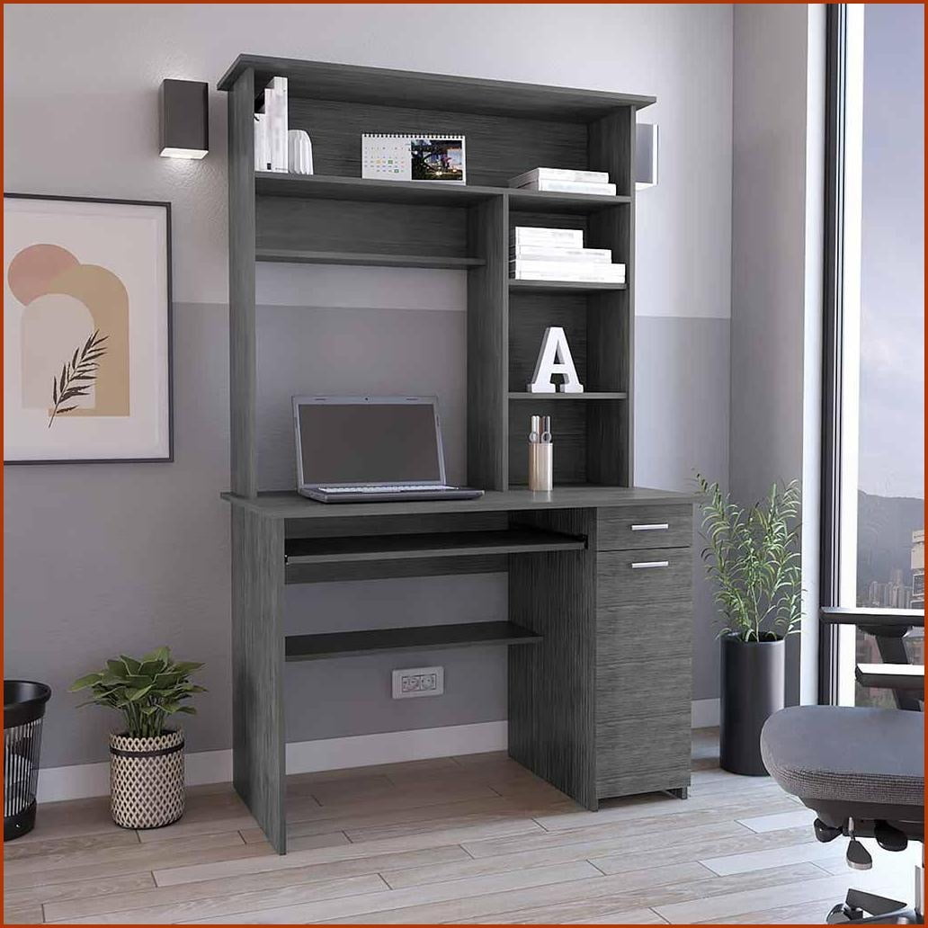 Desks, Classic Computer Desk with Hutch, Keyboard Tray, CPU Door, 5 ...