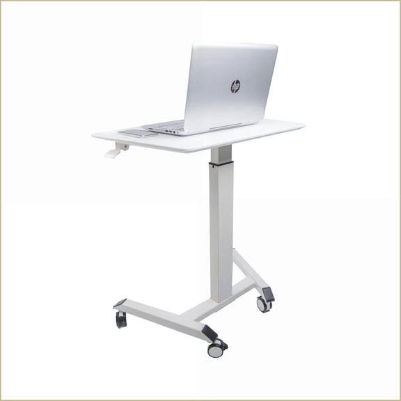 Desks Compact Adjustable Standing Desk | White | Metal & Wood