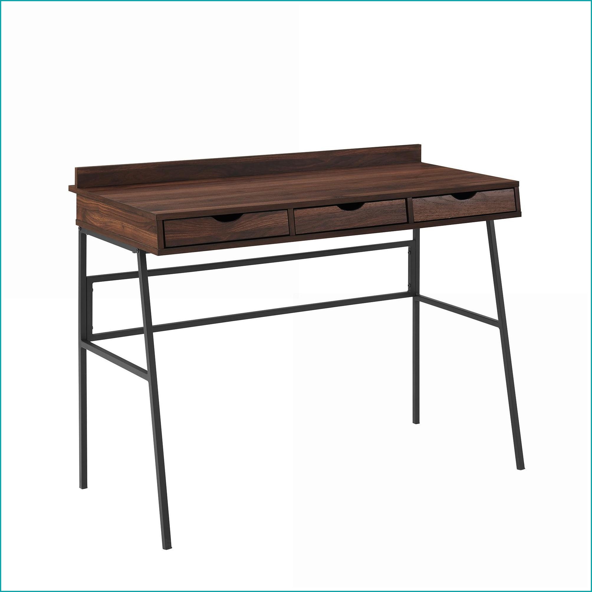 Desks, Contemporary 3-Angled Drawer Desk with Cord Management | Dark ...