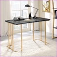 thumbnail image 1 of Desks: Contemporary Faux Marble Top Desk with USB & Power Outlet | Gold/Black | Faux Marble,Steel, 1 of 8