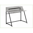 thumbnail image 1 of Desks, Contemporary Modern 47.25” L Computer Desk with Hutch Storage | Black Metal Base | Grey | Particle Board, 1 of 11