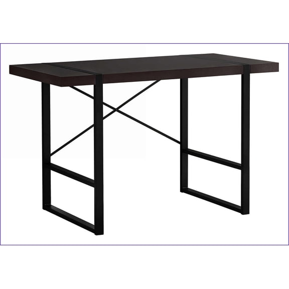 Desks, 49L Industrial Modern Home Office Computer Desk, Black Metal Legs | Espresso | Particle Board